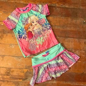 Disney Frozen Anna and Elsa Tankini Bikini Skirt Swimsuit